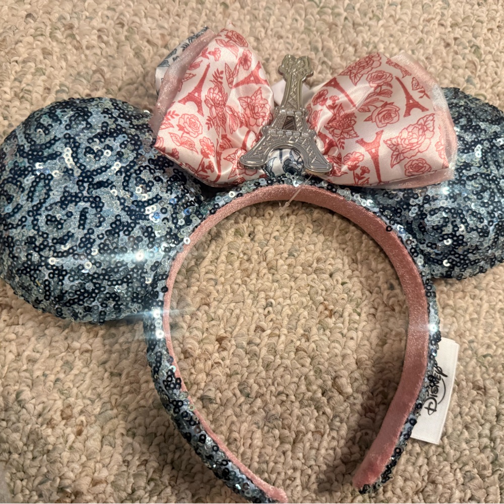 Disney Sparkling Headband with Floral Pink Bow